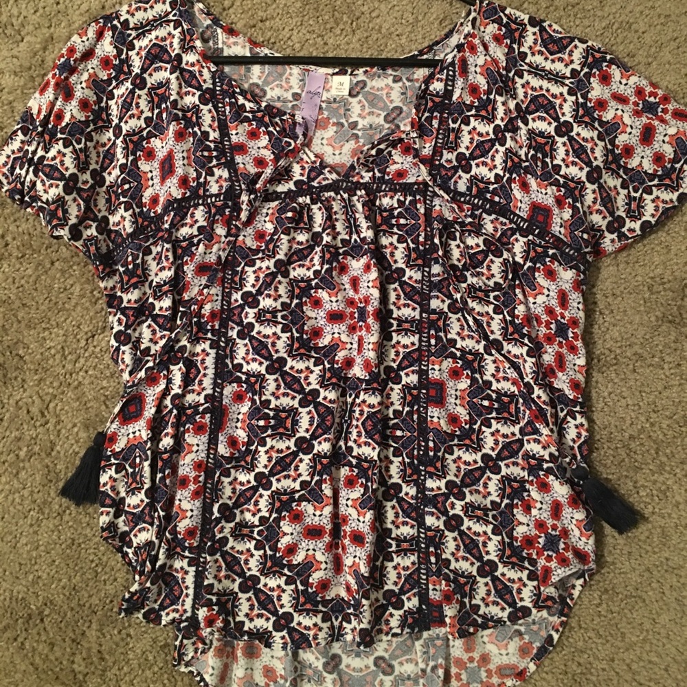 Francesca’s Boho Tassel-Tie Top